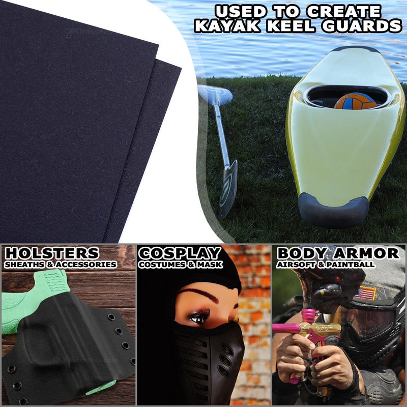 Holstex KYDEX Thermoform Sheet - (Type V) - (P1 Texture) - (0.080 Thickness) - (12in x 12in Sheets) - (Black) - (2 Pack) - for Holster Making, Cosplay, Airsoft Armor, Keel Guards - Image 2